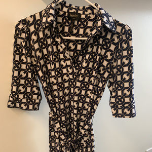 Laundry dress 3/4 length sleeve with chain pattern